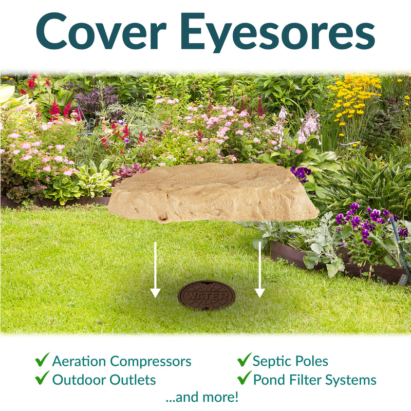 Sunnydaze Flat Artificial Landscape Rock Cover with Stakes