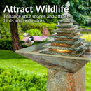 Sunnydaze Layered Pyramid Slate Outdoor Fountain with LED Light - 40"