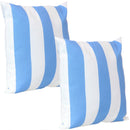 Sunnydaze 2 Square Outdoor Throw Pillow Covers - 17-Inch - Beach-Bound Stripe