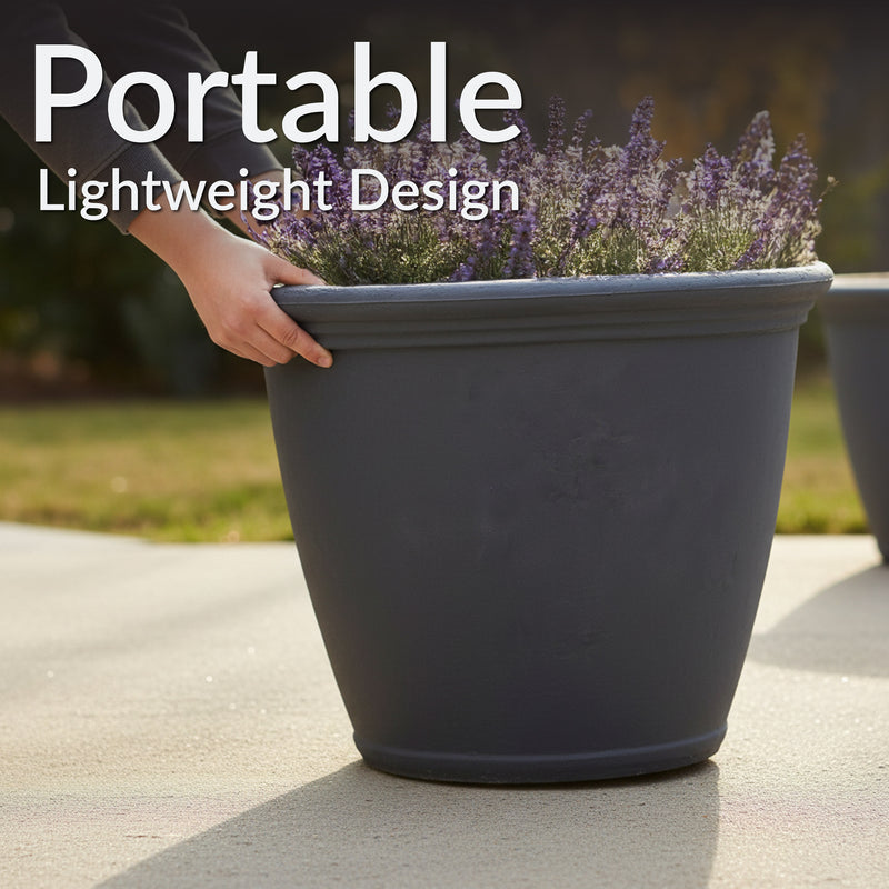 sunnydaze anjelica flower pot planter Sunnydaze Anjelica Outdoor Planter 20In. Slate
