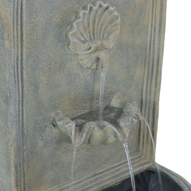 Sunnydaze Seaside Outdoor Solar Wall Fountain with Battery Backup - 27" H
