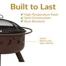Sunnydaze 30" Cosmic Cooking Fire Pit with Grill Grate & Spark Screen