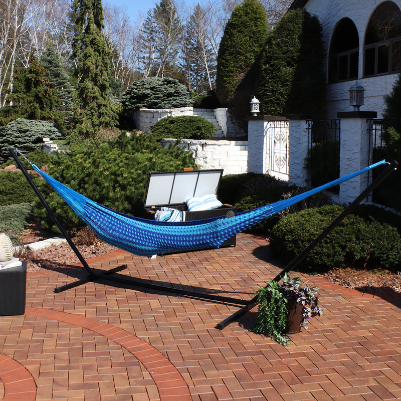 Sunnydaze Handwoven XXL Thick Cord Mayan Hammock with 15-Foot Stand