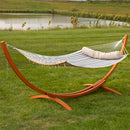 Sunnydaze Quilted Hammock with Curved Bamboo Spreader Bar and Pillow