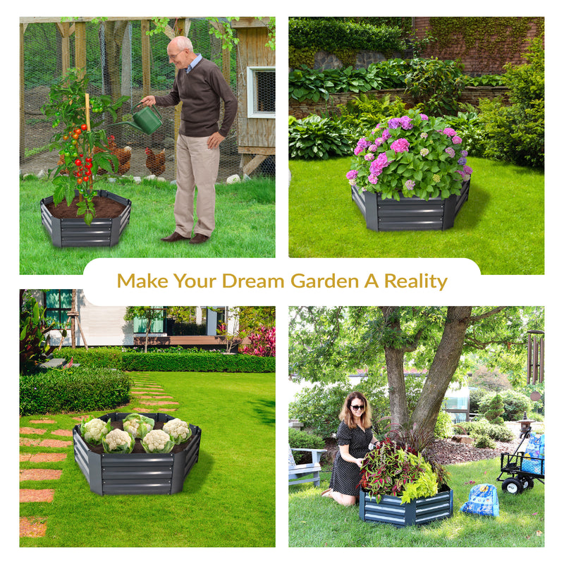 Sunnydaze Galvanized Steel Raised Garden Bed - Hexagon - 40.5"