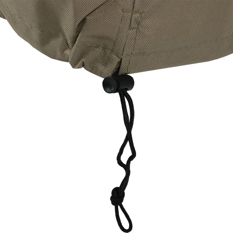 The drawstring feature on the outdoor firewood rack cover provides a secure fit.
