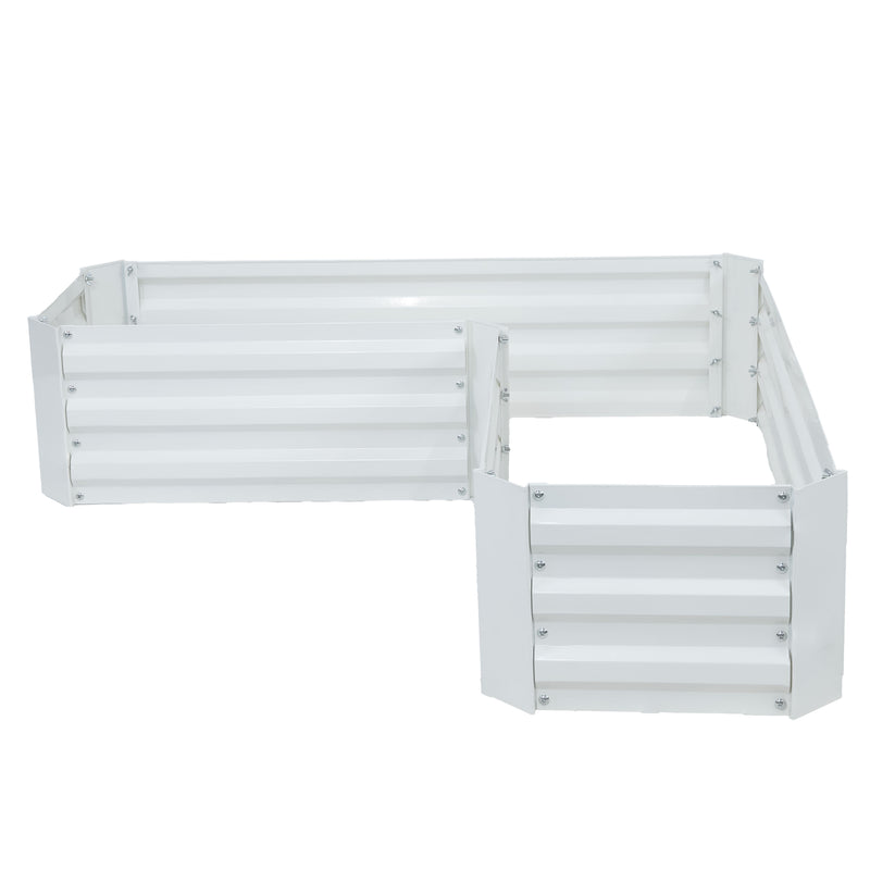 Sunnydaze Galvanized Steel L-Shaped Raised Garden Bed