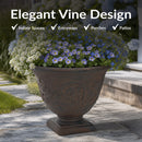 Sunnydaze Darcy Polyresin Outdoor Pedestal Planter Urn - 16"