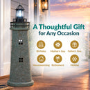 Sunnydaze Cobblestone 35" Outdoor Solar Lighthouse Lamp - LED Beacon