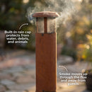 Sunnydaze 70" H Steel Outdoor Chiminea Fire Pit with Built-In Log Holder