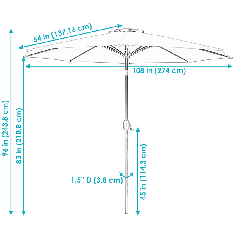 Sunnydaze Aluminum 9' Patio Umbrella with Tilt and Crank