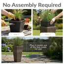 Sunnydaze Polyrattan Square Tall Wicker Planter