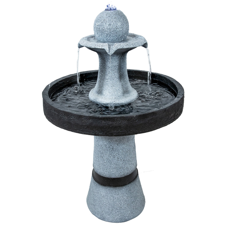 Sunnydaze Contemporary 2-Tone Outdoor Water Fountain with Light - 29.5"