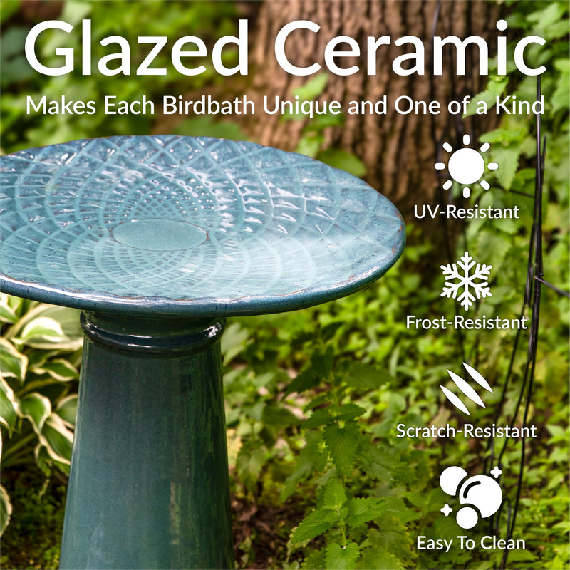 Sunnydaze Rennes Outdoor Ceramic Bird Bath - 22.5" H
