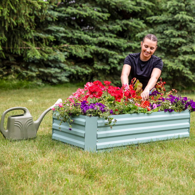 Sunnydaze Galvanized Steel Raised Garden Bed