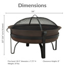 Sunnydaze Cauldron Outdoor Wood-Burning Fire Pit with Spark Screen