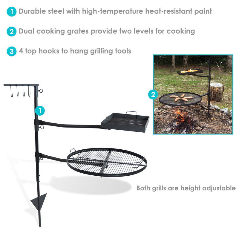 Sunnydaze Dual Campfire Cooking Swivel Grill System