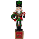 Sunnydaze 37 inch Karl the Nutcracker Christmas Decoration - Resin Indoor or Outdoor Nutcracker Statue, on a white background.