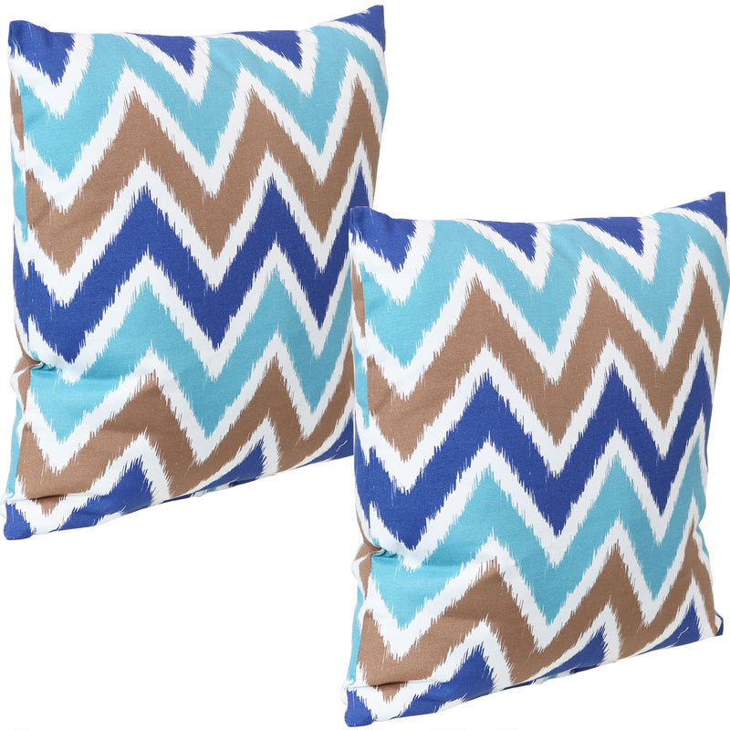 Sunnydaze 2 Square Outdoor Throw Pillow Covers - 17-Inch - Chevron Bliss