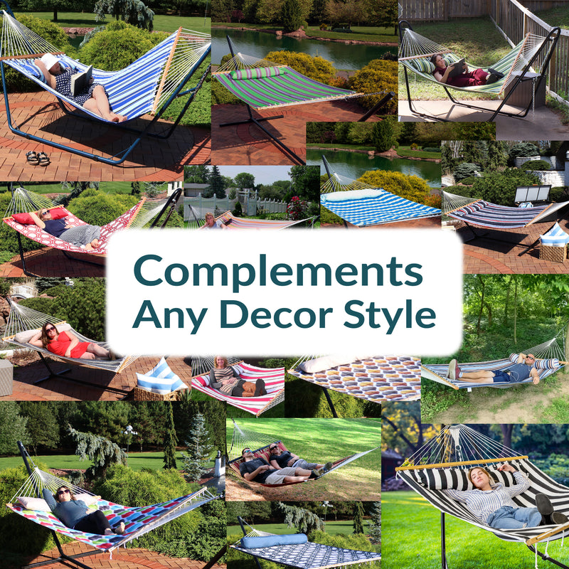 Sunnydaze 2-Person Quilted Fabric Double Hammock with Pillow