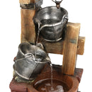 Sunnydaze Rustic Pouring Buckets Outdoor Fountain with Solar Lantern - 34"