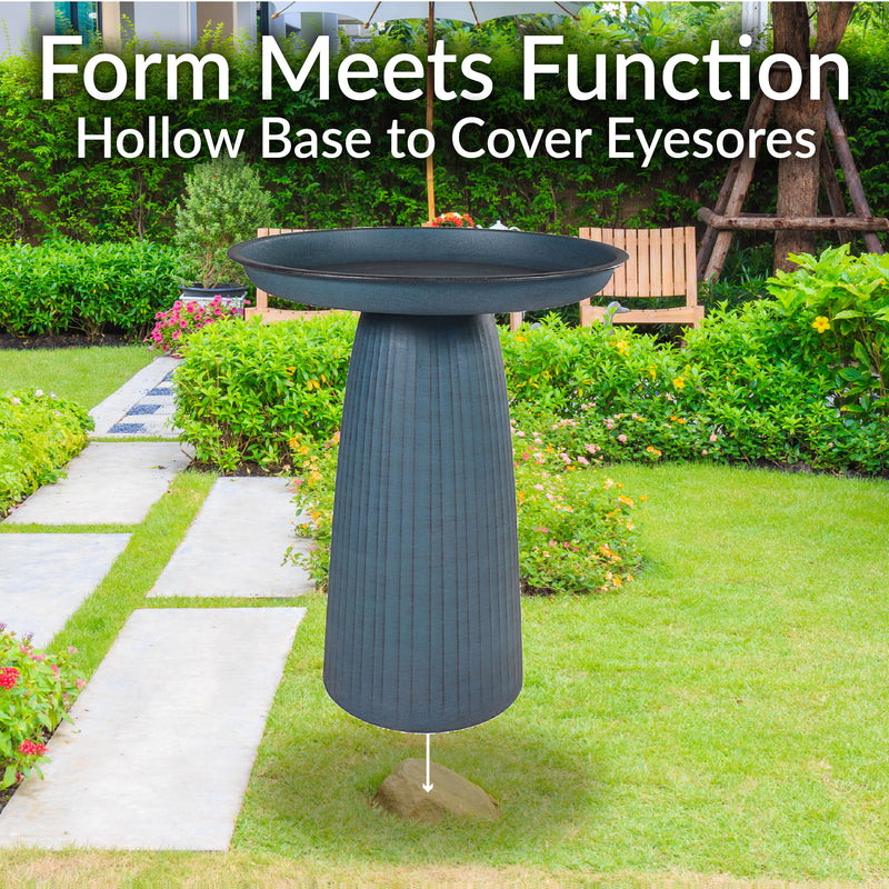 Sunnydaze Gleeful Garden Metal Outdoor Bird Bath - UV-Resistant Finish