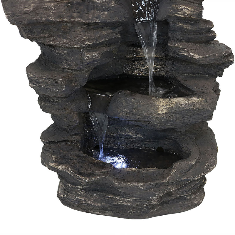 Sunnydaze Rock Falls Electric Waterfall Fountain with LED Lights - 39"