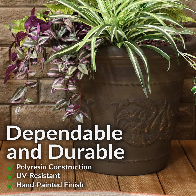 Sunnydaze Arabella Polyresin Outdoor Flowerpot Planter