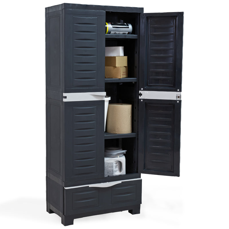 63.2 H Outdoor Storage Cabinet with 3 Removable Shelves - Natural