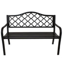 Sunnydaze 50" Outdoor Black Cast Iron Lattice Patio Bench