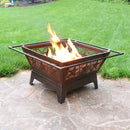 Sunnydaze 32" Northern Galaxy Square Outdoor Fire Pit with Cooking Grate & Spark Screen