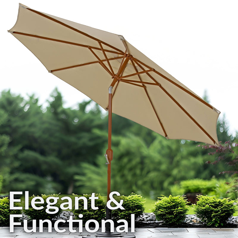 Sunnydaze 8.5 ft Patio Umbrella with Faux Woodgrain Finish