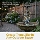 Sunnydaze Lovers Umbrella Solar-Powered Fountain with Battery Backup and Lights - 43"