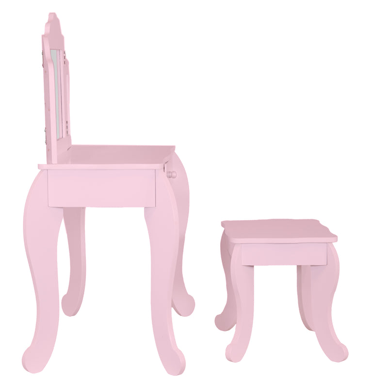 Sunnydaze Beauty Bliss Kids' Vanity Set with Mirror and Stool