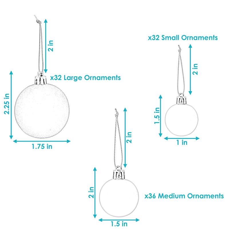 Sunnydaze Winter Wonderland 100ct Christmas Ornament Balls