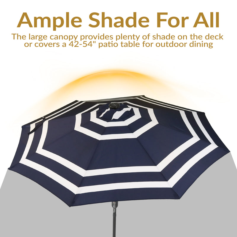 Sunnydaze 9' Solar LED Outdoor Patio Umbrella with Tilt and Crank