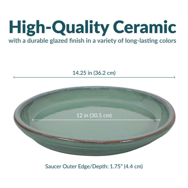 Sunnydaze Set of 4 Glazed Ceramic Planter Saucers