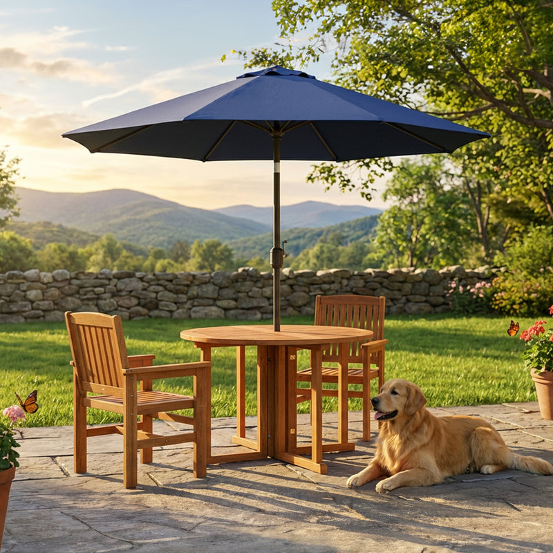 folding patio tables with umbrella hole Sunnydaze Malaysian Hardwood Gateleg Round Table Teak Oil Finish When outdoor space is YGroup_B2906 Black Fast N free Color:Bengal Fire Tiger (BFT)