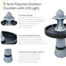 Sunnydaze Contemporary 2-Tone Outdoor Water Fountain with Light - 29.5"