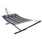 Sunnydaze 2-Person Freestanding Quilted Fabric Hammock with Stand - 12 or 15 Foot Stand Option - Nautical Stripe
