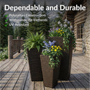 Sunnydaze Polyrattan Square Tall Wicker Planters - Set of 3
