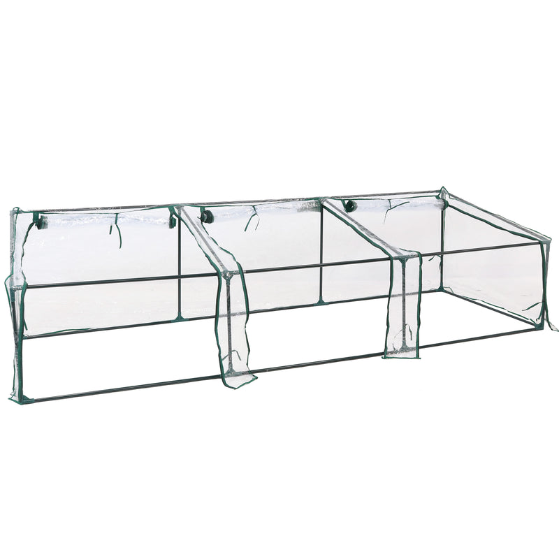 Sunnydaze Mini Slanted Cloche Greenhouse with Zippered Doors - Clear