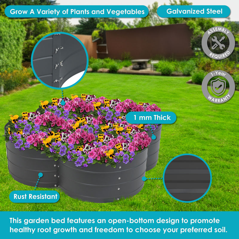 Sunnydaze 4-Leaf Clover-Shaped Galvanized Steel Raised Garden Bed