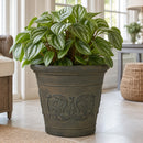 Sunnydaze Arabella Polyresin Large Round Outdoor Planter