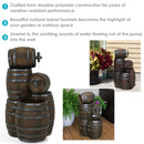 Sunnydaze Stacked Rustic Whiskey Barrel Outdoor Fountain with Lights - 29"