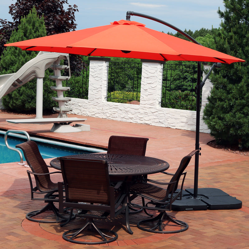 Sunnydaze 10' Offset Patio Umbrella with Cantilever and Cross Base