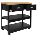 Sunnydaze Rolling Kitchen Island Cart with Drawers and Shelves - Black - 34.25" H