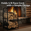 Sunnydaze 5-Piece Fireplace Log Holder with Poker, Shovel, and Brush