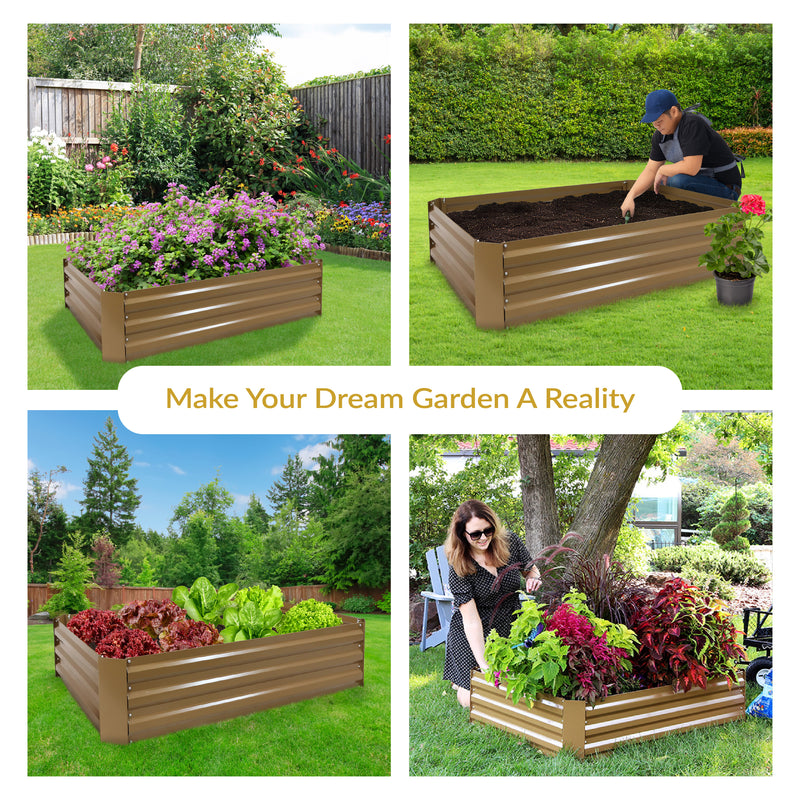 Sunnydaze Galvanized Steel Raised Garden Bed - Large Rectangle - 47"