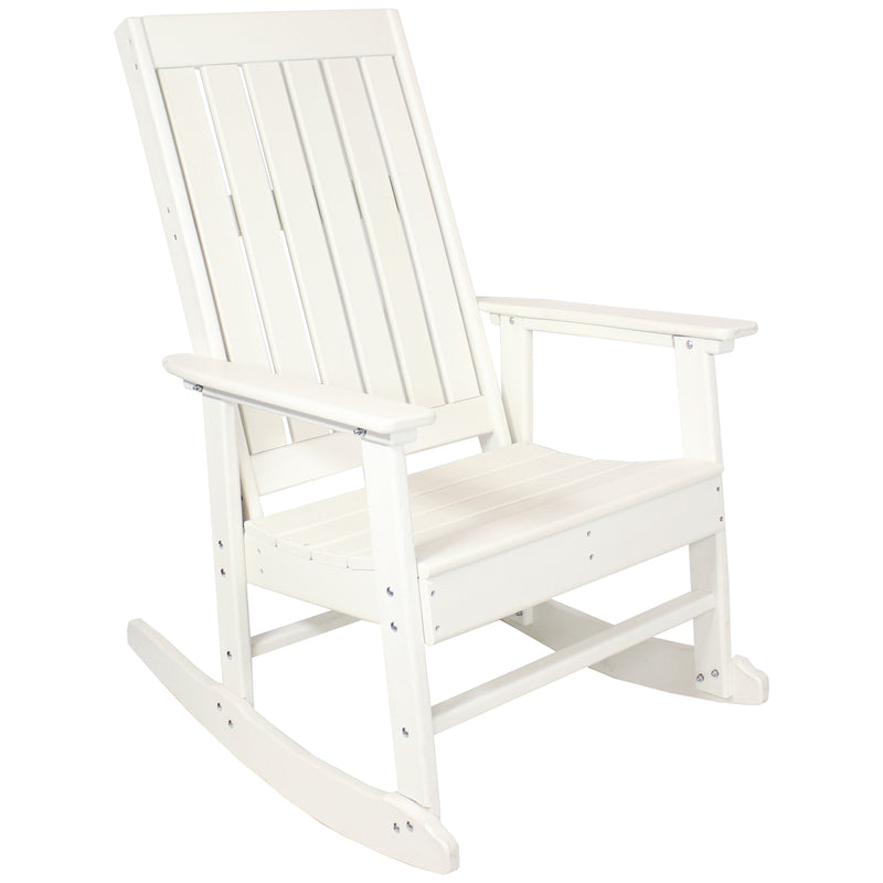 Sunnydaze Rustic Comfort Outdoor Rocking Chair - 300 lb Capacity - White